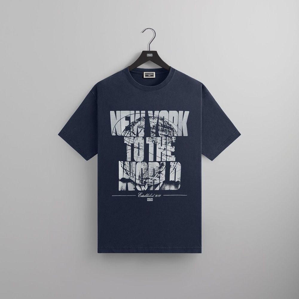 Kith New York To The World Navy Blue Tee